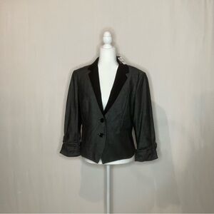 Express Elegant Black Women's Blazer 2 Button Ruched 3/4 Sleeves Size 12